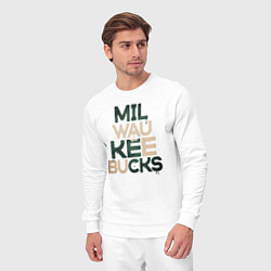 Костюм хлопковый мужской Milwaukee Bucks, цвет: белый — фото 2