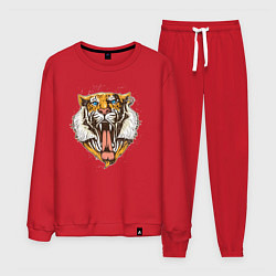 Костюм хлопковый мужской Крутой Тигр, цвет: красный