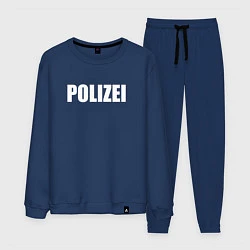 Костюм хлопковый мужской POLIZEI Полиция Надпись Белая, цвет: тёмно-синий