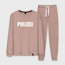 Костюм хлопковый мужской POLIZEI Полиция Надпись Белая, цвет: пыльно-розовый
