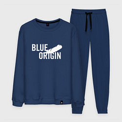 Костюм хлопковый мужской Blue Origin logo перо, цвет: тёмно-синий