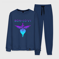 Костюм хлопковый мужской BON JOVI NEON LOGO HEART, цвет: тёмно-синий