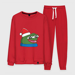 Костюм хлопковый мужской Pepe, pepe happy, Пепе хеппи, pepe happy new year, цвет: красный
