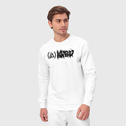 Костюм хлопковый мужской Линкин Парк Лого ЧБ Рок Linkin Park, цвет: белый — фото 2