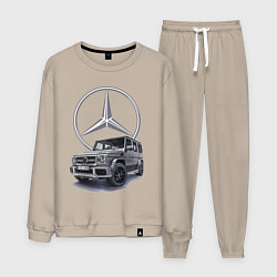 Костюм хлопковый мужской Mercedes Gelendwagen G63 AMG G-class G400d, цвет: миндальный