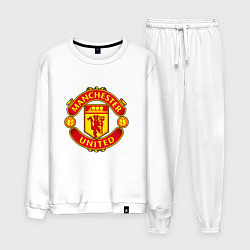 Костюм хлопковый мужской Манчестер Юнайтед логотип, цвет: белый