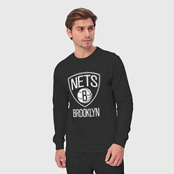 Костюм хлопковый мужской Бруклин Нетс логотип, цвет: черный — фото 2
