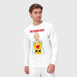Костюм хлопковый мужской Сайтама безразличие One Punch-Man, цвет: белый — фото 2