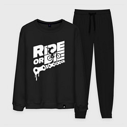 Костюм хлопковый мужской RIDE OR DIE КАТАЙ ИЛИ УМРИ, цвет: черный