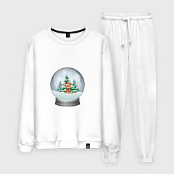 Костюм хлопковый мужской Зимний шар с тигром, цвет: белый