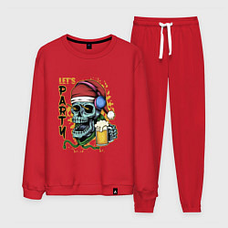 Костюм хлопковый мужской Skull Santa, цвет: красный
