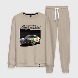 Костюм хлопковый мужской Lamborghini Urus - это очень круто!, цвет: миндальный