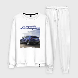 Костюм хлопковый мужской Lamborghini Urus Sport, цвет: белый