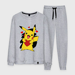 Костюм хлопковый мужской ПИКАЧУ И СЕРДЕЧКО POKENON PIKACHU LOVE, цвет: меланж