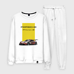 Костюм хлопковый мужской Porsche Carrera 4S Motorsport, цвет: белый