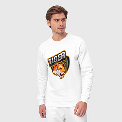 Костюм хлопковый мужской Тигр Tiger логотип, цвет: белый — фото 2