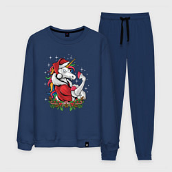 Костюм хлопковый мужской Unicorn Santa, цвет: тёмно-синий