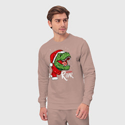 Костюм хлопковый мужской T-rex Merry Roar, цвет: пыльно-розовый — фото 2
