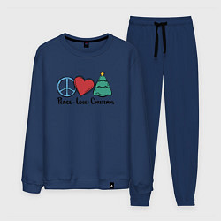 Костюм хлопковый мужской Peace Love and Christmas, цвет: тёмно-синий