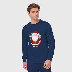 Костюм хлопковый мужской Санта-Клаус подарки, цвет: тёмно-синий — фото 2