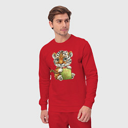 Костюм хлопковый мужской Новогодний милашка тигрёнок, цвет: красный — фото 2