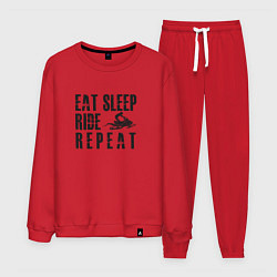 Костюм хлопковый мужской Eat, sleep, ride, repeat, цвет: красный