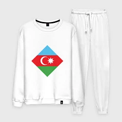 Костюм хлопковый мужской Flag Azerbaijan, цвет: белый
