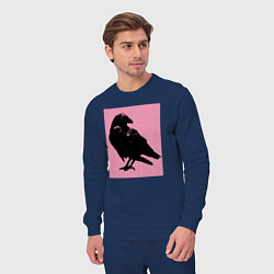 Костюм хлопковый мужской Ворона на розовом, цвет: тёмно-синий — фото 2