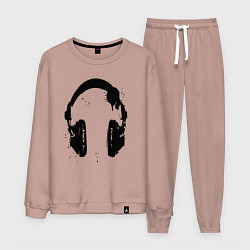 Костюм хлопковый мужской Headphones наушники, цвет: пыльно-розовый