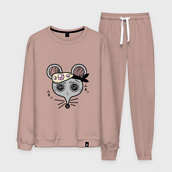 Костюм хлопковый мужской Клинок, рассекающий демонов Мыши-ниндзя Шиноби Kim, цвет: пыльно-розовый