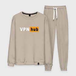 Костюм хлопковый мужской VPNHUB ДЛЯ ВЗРОСЛЫХ, цвет: миндальный