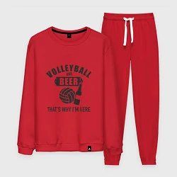 Костюм хлопковый мужской Volleyball & Beer, цвет: красный