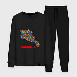 Костюм хлопковый мужской Armenian Color, цвет: черный