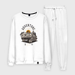 Костюм хлопковый мужской Путешествие на джипе, цвет: белый