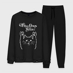 Костюм хлопковый мужской Three Days Grace Рок кот, цвет: черный