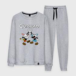 Костюм хлопковый мужской Cuphead веселые чашечки, цвет: меланж