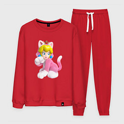 Костюм хлопковый мужской Принцесса Персик - кошка Super Mario 3D Land, цвет: красный