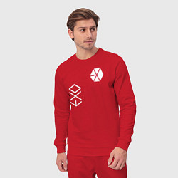 Костюм хлопковый мужской Логотип группы exo, цвет: красный — фото 2