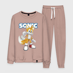 Костюм хлопковый мужской Майлз Тейлз Прауэр Sonic Видеоигра, цвет: пыльно-розовый