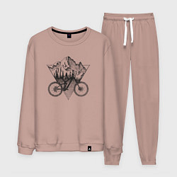 Костюм хлопковый мужской Downhill ride bike, цвет: пыльно-розовый