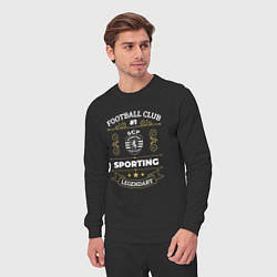 Костюм хлопковый мужской Sporting: Football Club Number 1, цвет: черный — фото 2