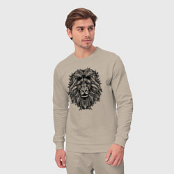 Костюм хлопковый мужской Лев в стиле Мандала Mandala Lion, цвет: миндальный — фото 2