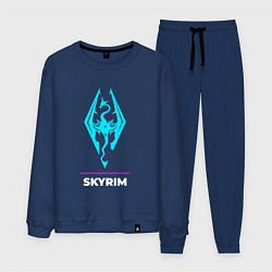 Костюм хлопковый мужской Символ Skyrim в неоновых цветах, цвет: тёмно-синий