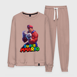 Костюм хлопковый мужской Супер Ммарио Супер Марио ММА, цвет: пыльно-розовый