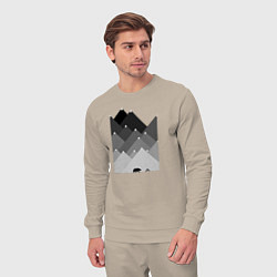 Костюм хлопковый мужской Медведь и треугольные горы, цвет: миндальный — фото 2