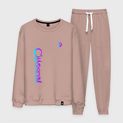 Костюм хлопковый мужской Chaoseum Neon logo, цвет: пыльно-розовый
