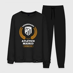 Костюм хлопковый мужской Лого Atletico Madrid и надпись Legendary Football, цвет: черный