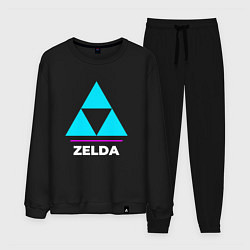 Костюм хлопковый мужской Символ Zelda в неоновых цветах, цвет: черный