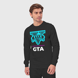 Костюм хлопковый мужской Символ GTA в неоновых цветах, цвет: черный — фото 2
