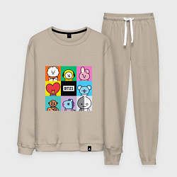 Костюм хлопковый мужской BT21 BTS к-поп, цвет: миндальный